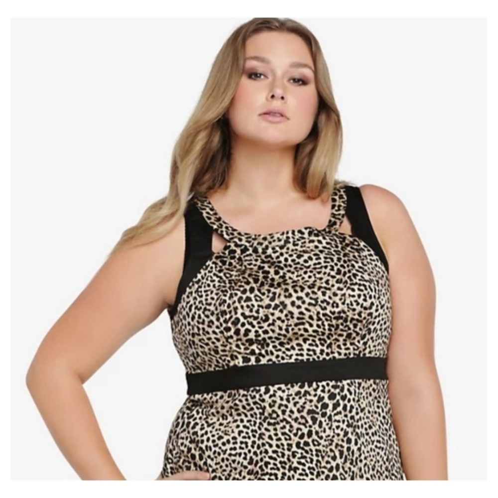 Torrid Animal Print Cutout Sleeveless Peplum Top